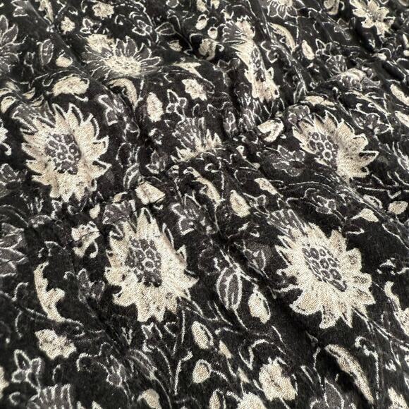 Lucky Brand Boho Midi Dress Sz Medium Black White Floral Lined Sleeveless Casual - Picture 12 of 16